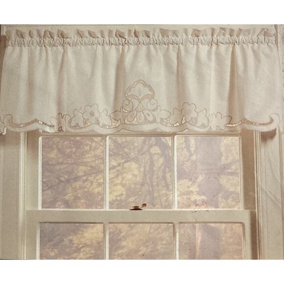 Vintage Home Hand Embellished Taped Cutwork Valance 60X14 for Single Curtain Rod - Picture 2 of 3